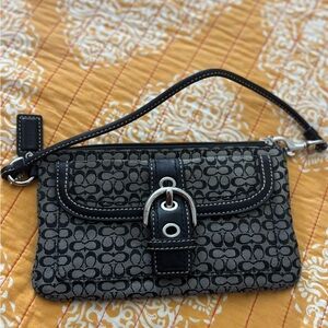 Coach Black and Gray Patterned Wristlet